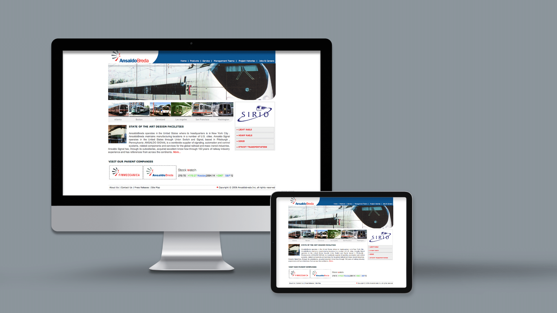 Ansaldobreda website design